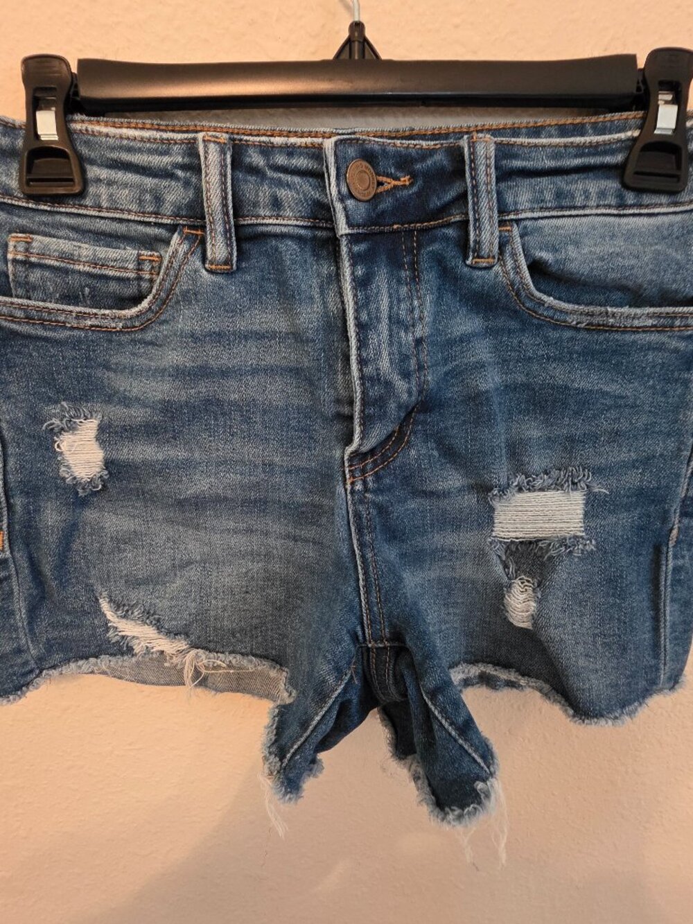 Flying Monkey Distressed Blue Denim Shorts, Size 26